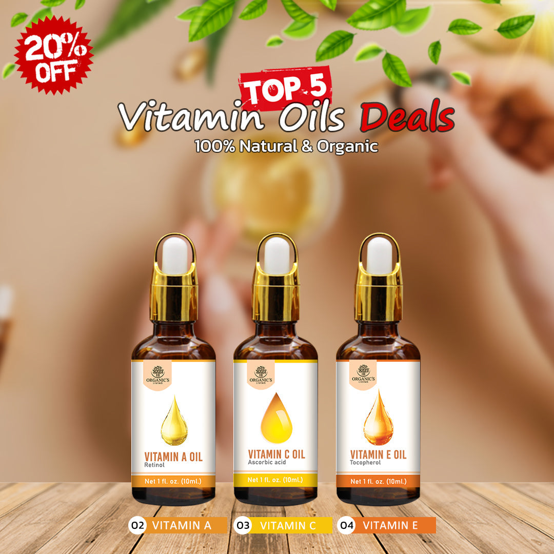 Top Vitamin Oils Set – Vitamin A, Vitamin C & Vitamin E Oils | 100% Natural & Organic