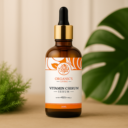 Organic’s Living Vitamin C serum bottle with niacinamide and hyaluronic acid for brightening dull skin, reducing dark spots, and evening skin tone